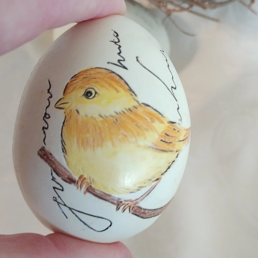 Decorative Bird Nest with 3 Painted Eggs
